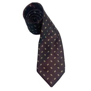 Brioni Men’s 100% Silk Iridescent Maroon Black Disc Print Hand Made In Italy